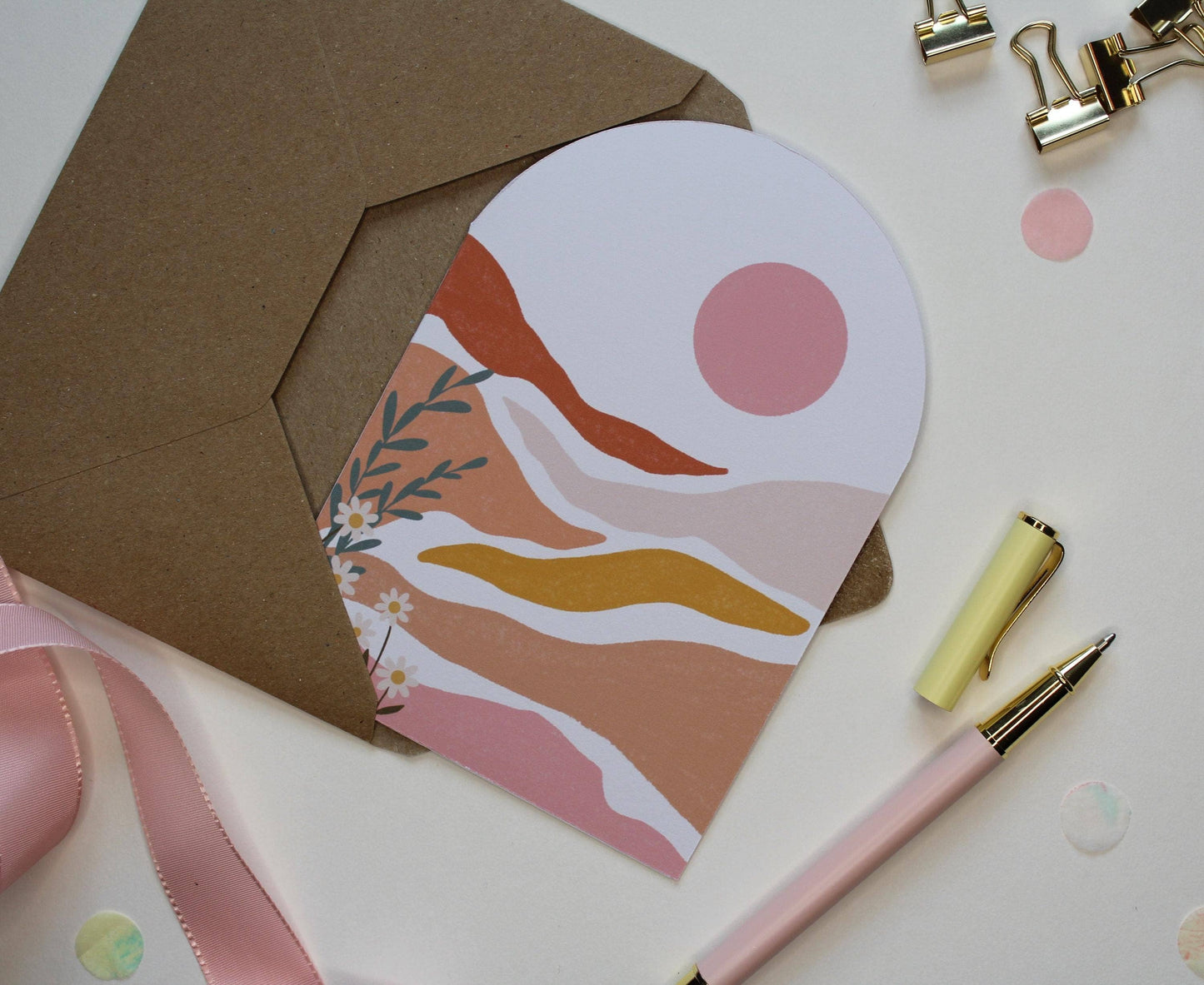 Ellice Owens Designs - Abstract Desert Sunset Greeting Card, Modern Art Card