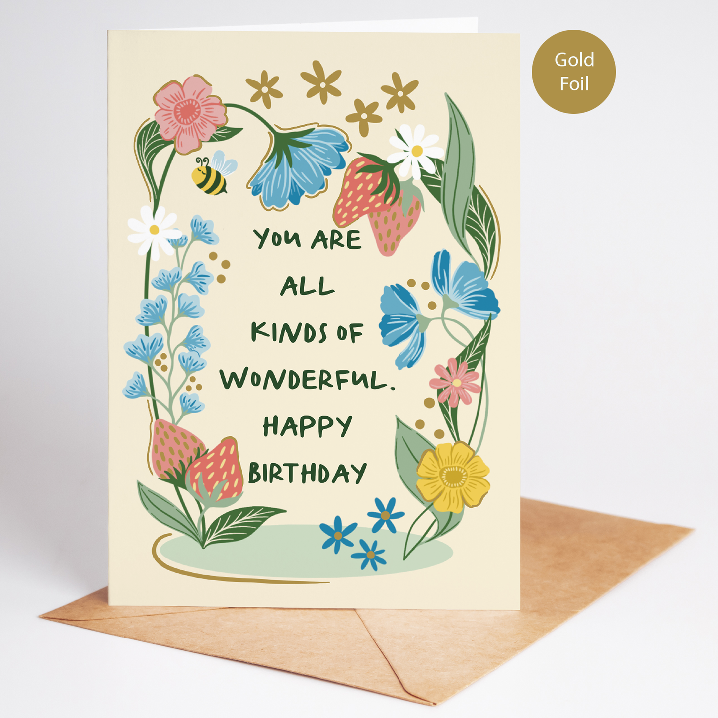 Not Today Tuesday - Birthday Card | Floral | Strawberries | Gold Foil