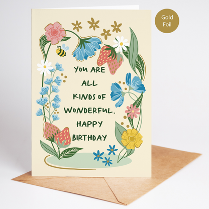 Not Today Tuesday - Birthday Card | Floral | Strawberries | Gold Foil