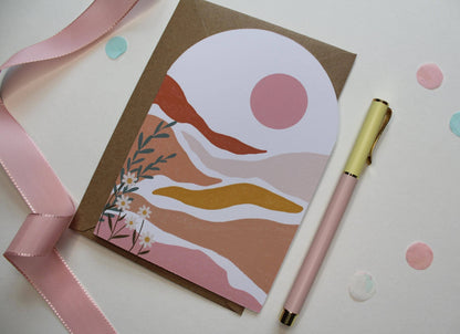 Ellice Owens Designs - Abstract Desert Sunset Greeting Card, Modern Art Card