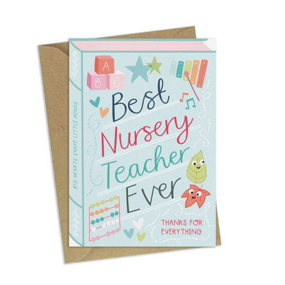 Two For Joy Illustration - Best Nursery Teacher Ever – Luxury Book Greeting Card