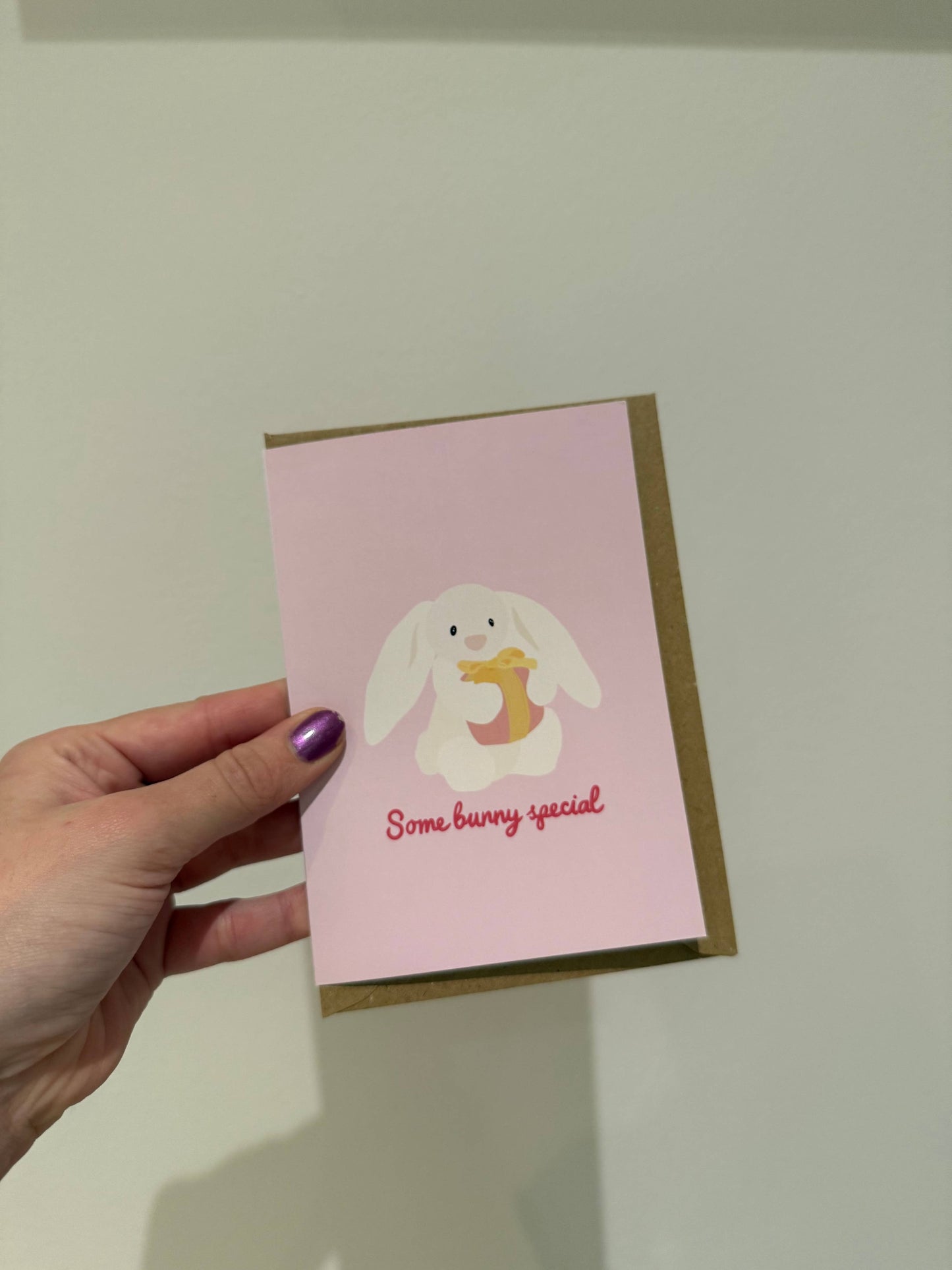 Gallerybylara - Bunny celebration card. “Some bunny special”. A6 - jelly cat inspired