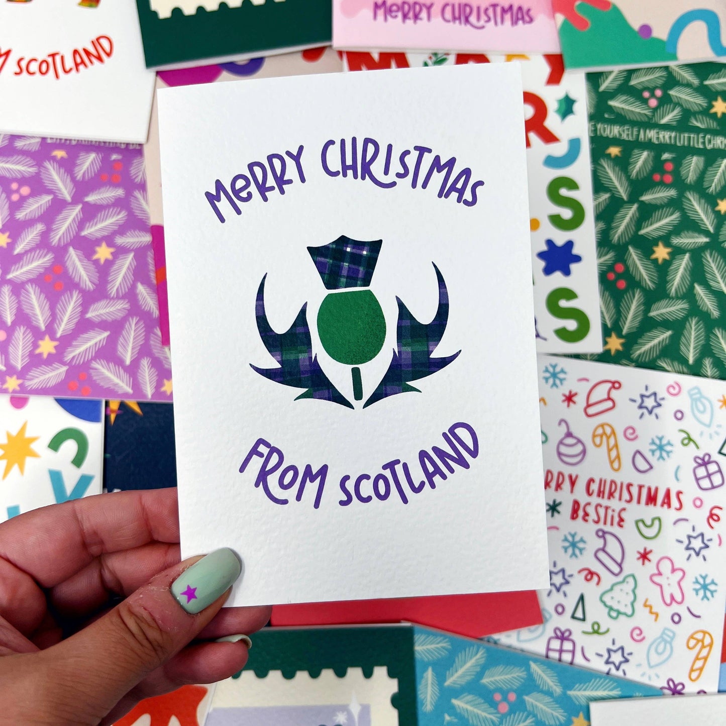 Xoxo Designs by Ruth - Christmas 'Merry Christmas From Scotland' Thistle Card