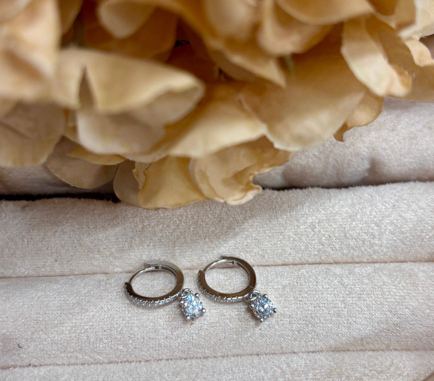 Ocean Ripples - 925 Sterling Silver Cubic Zirconia Drop Earrings