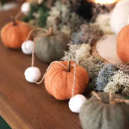 Lisa Angel - Green and Orange Pumpkin Felt Garland