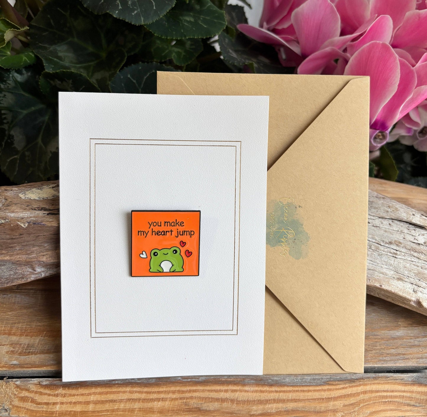 Ocean Ripples - You Make My Heart Jump Pin Badge Card