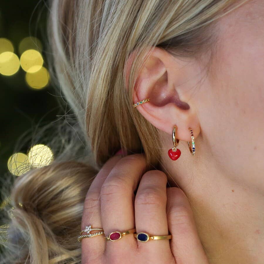 Lisa Angel - Rainbow Crystal Hoop Earrings in Gold