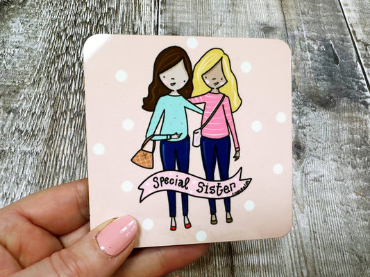 Little Heart - Special Sister Square Melamine Coaster 