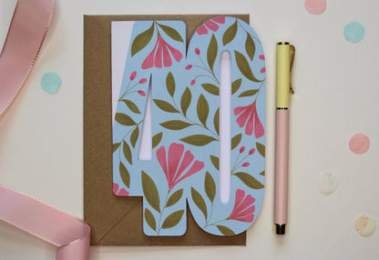 Ellice Owens Designs - 40th Birthday Card for Her – Floral Cutout 40 Card