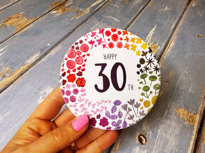 Little Heart - 30 Round Floral Ceramic Coaster