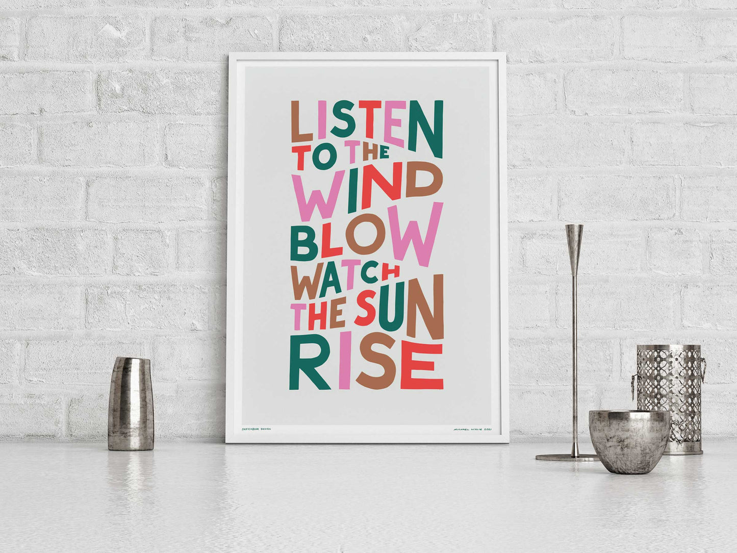 Sketchbook Design - Listen To The Wind Blow Song Lyric Typography Print