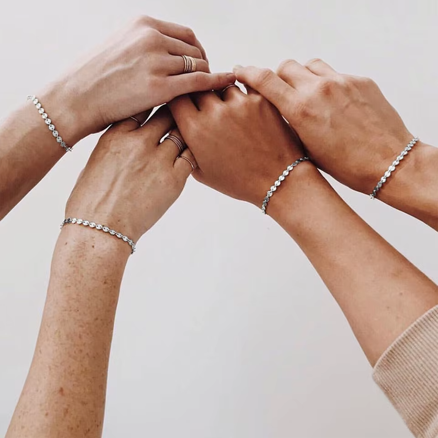 Aria & Avery - Matching Silver Coin Waterproof Bracelet Set of 2