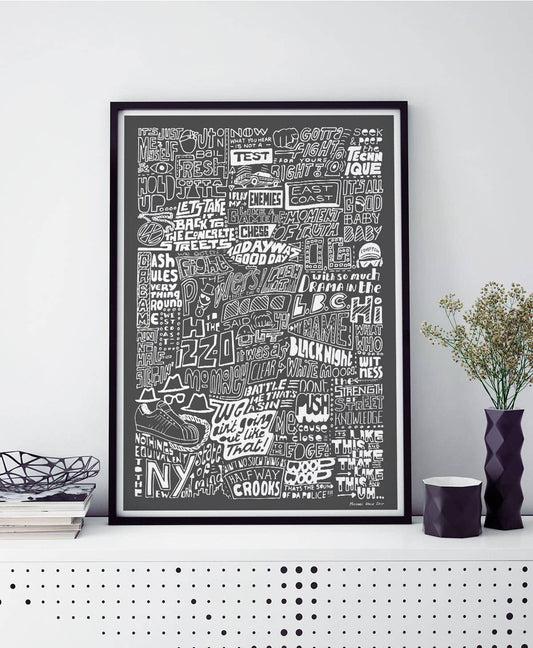 Sketchbook Design - The History of Rap Hip Hop Music Print