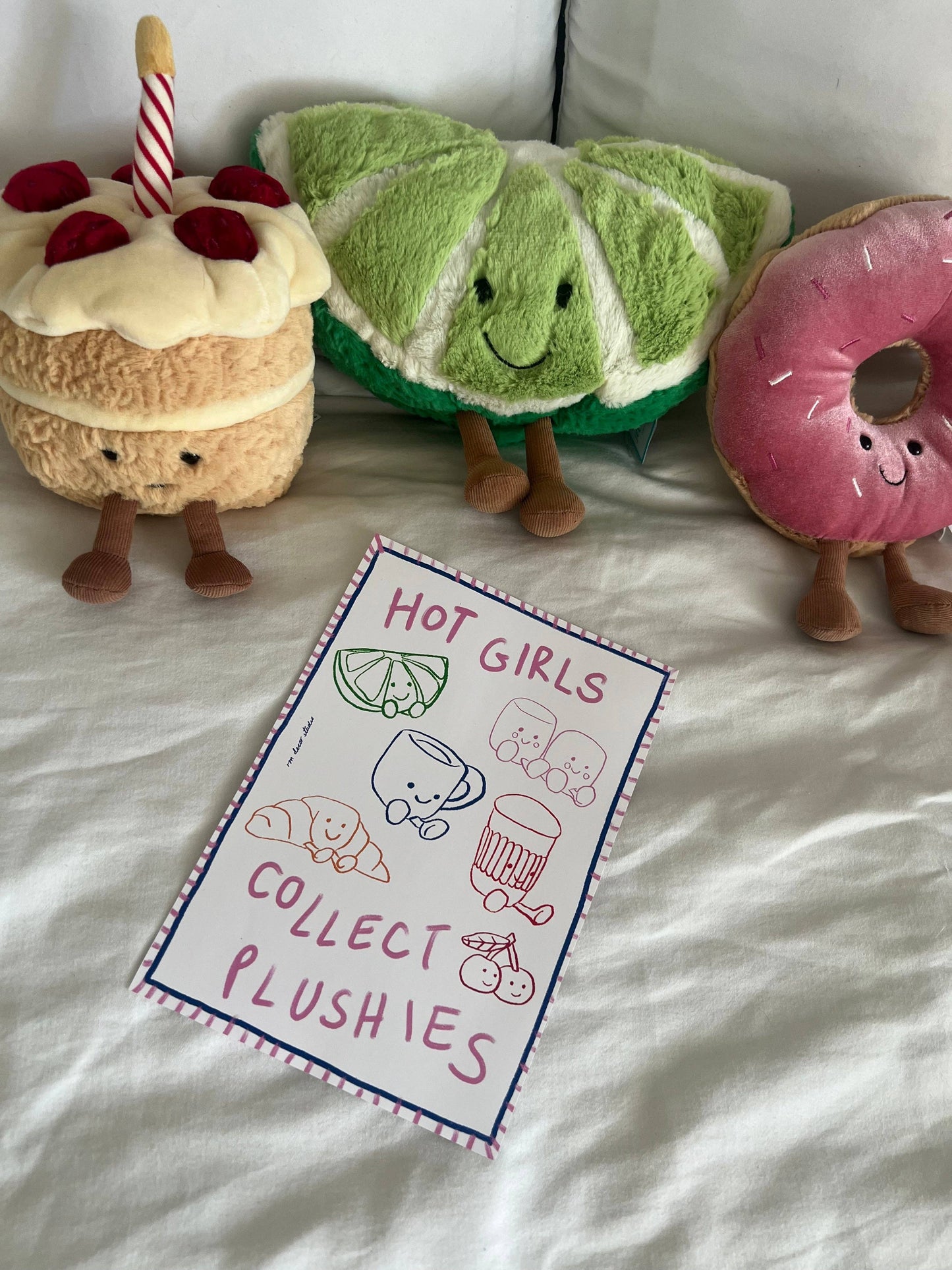 Hot Girls Collect Plushies Art Print - Jellycat soft toy inspired