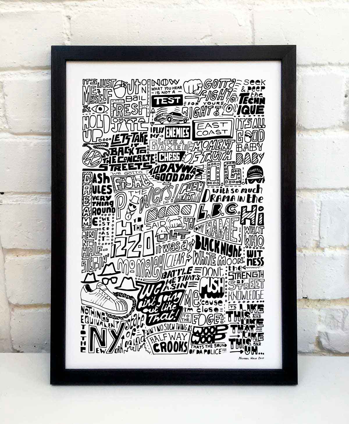 Sketchbook Design - The History of Rap Hip Hop Music Print