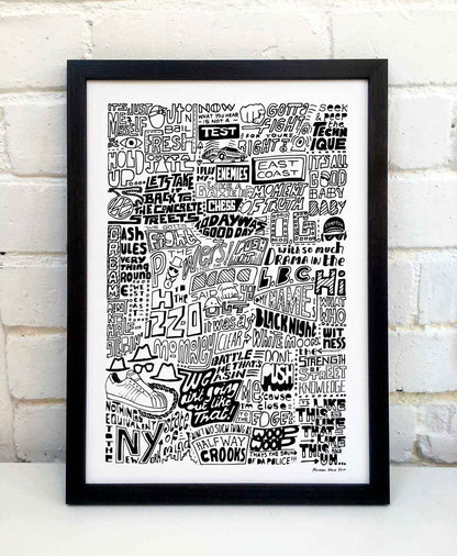Sketchbook Design - The History of Rap Hip Hop Music Print