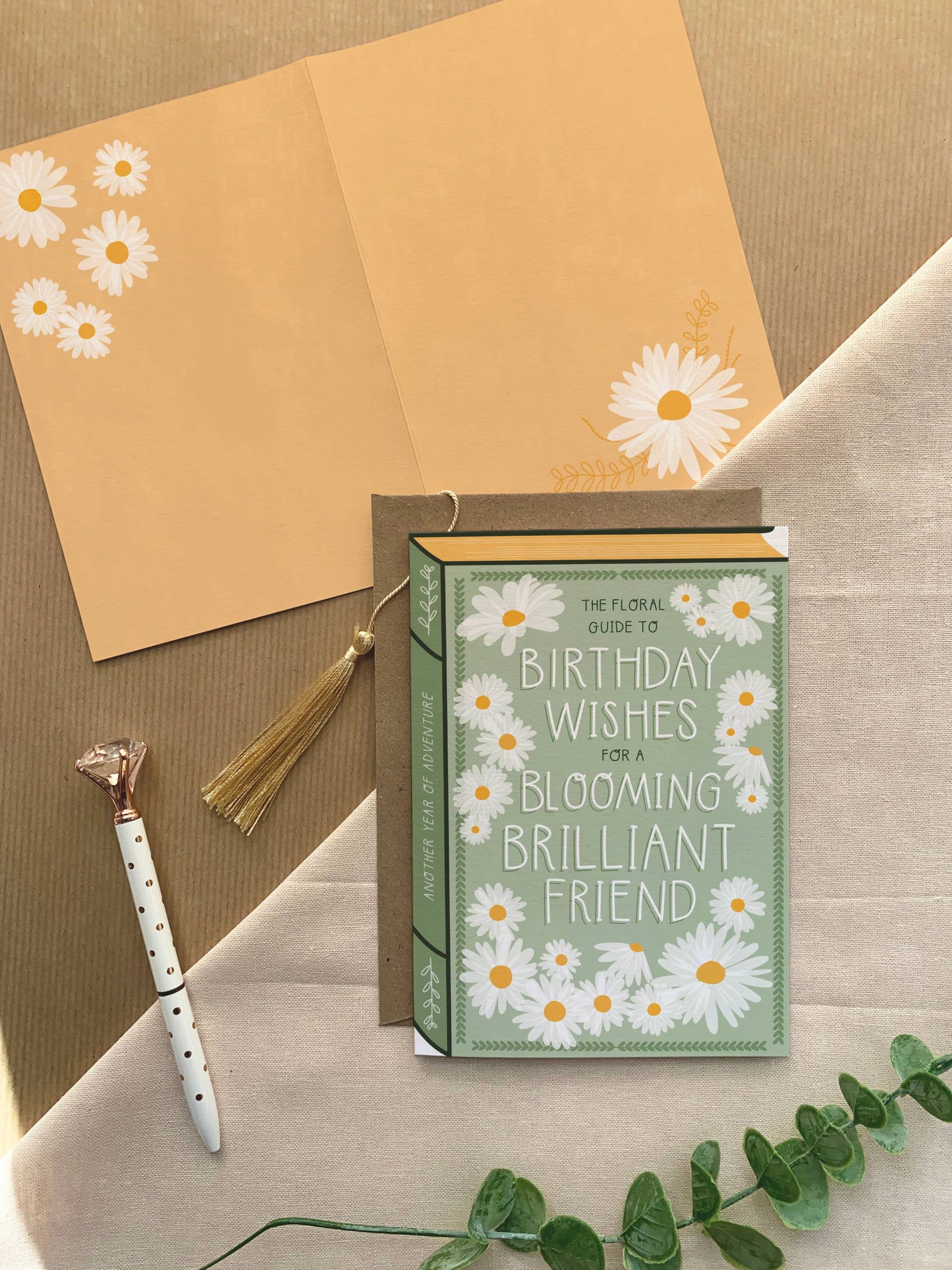 Two For Joy Illustration - Blooming Brilliant Friend – Luxury Book Birthday Card