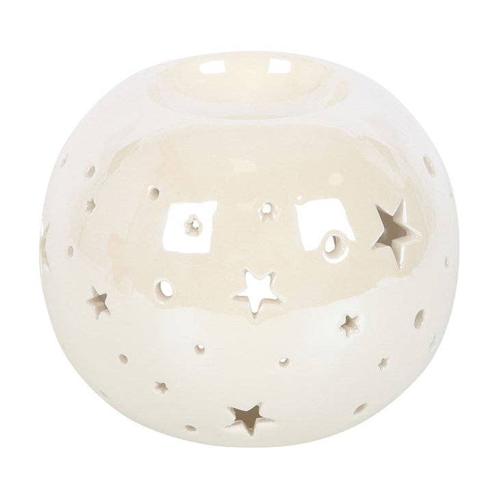 White Iridescent Star Oil Burner and Wax Warmer -birthday gift, mothers day gift