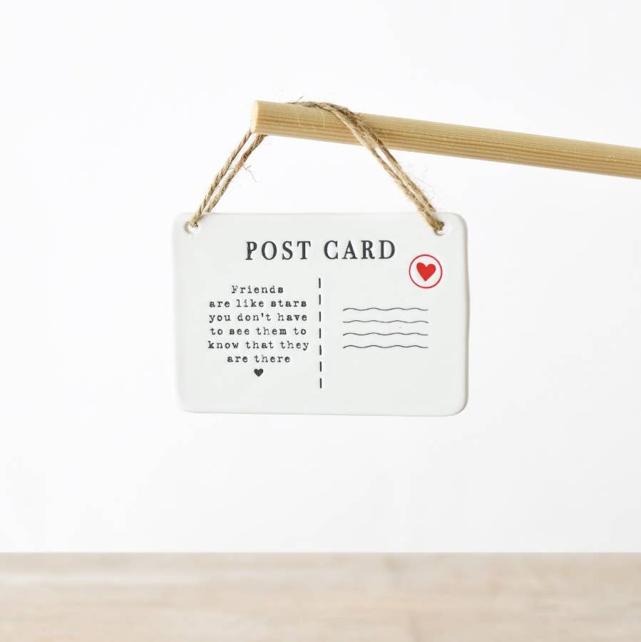 Hanging Friends are like Stars postcard ceramic hanging Plaque, 11cm