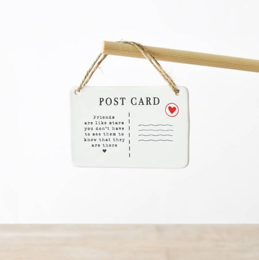 Hanging Friends are like Stars postcard ceramic hanging Plaque, 11cm