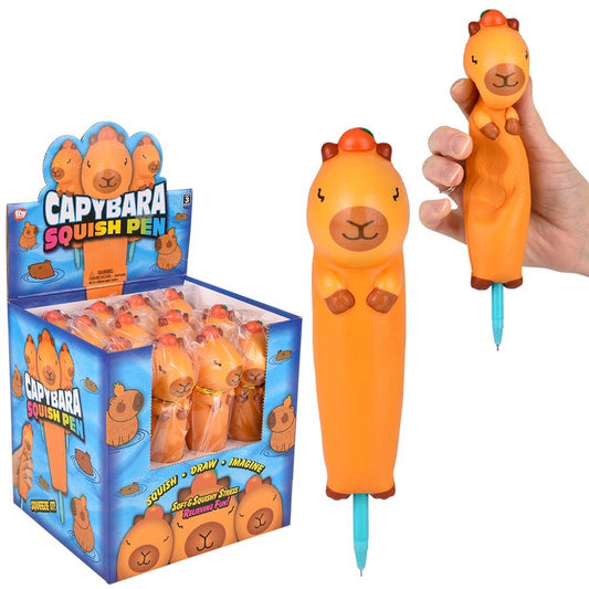 Squish Capybara Fidget Toy Pen Display of 12