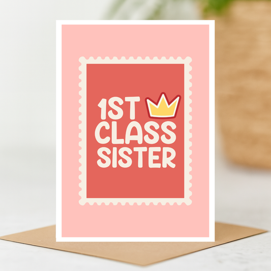 The Playful Press - First Class Sister Birthday Card