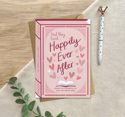 Two For Joy Illustration - Happily Ever After – Luxury Book Anniversary Wedding Card