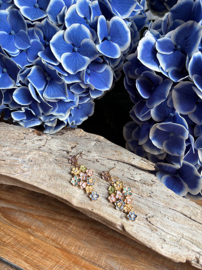 Ocean Ripples - 14ct Gold Plated Pastel Garden Cascade Earrings