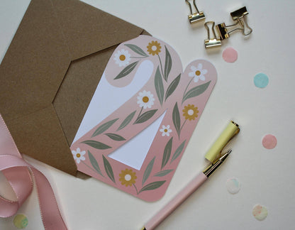 Ellice Owens Designs - 21st Birthday Card – Floral Cutout Design for Her