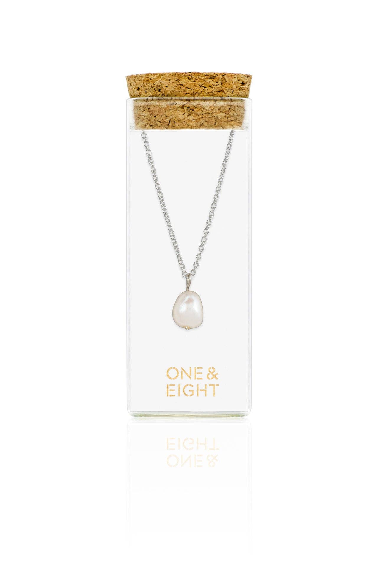 One & Eight - Silver Pearl Necklace