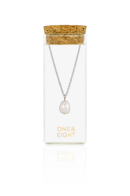 One & Eight - Silver Pearl Necklace