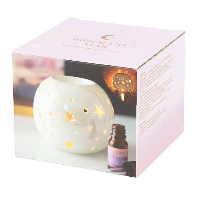 White Iridescent Star Oil Burner and Wax Warmer -birthday gift, mothers day gift