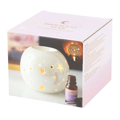 White Iridescent Star Oil Burner and Wax Warmer -birthday gift, mothers day gift
