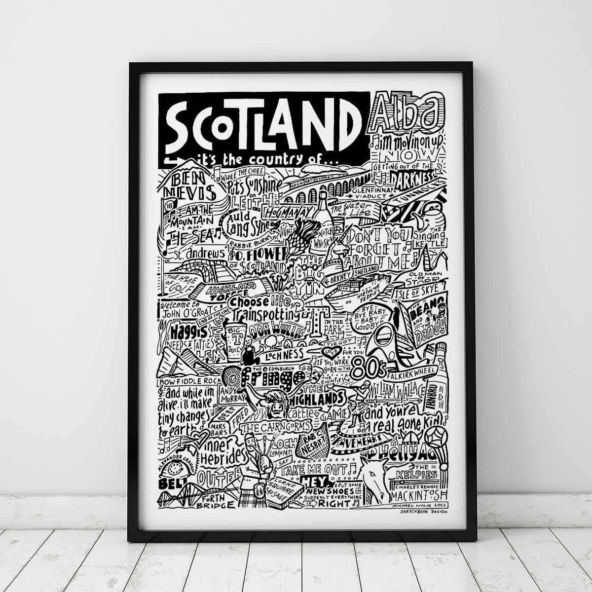 Sketchbook Design - Scotland Landmarks It's The Country Of Art Print