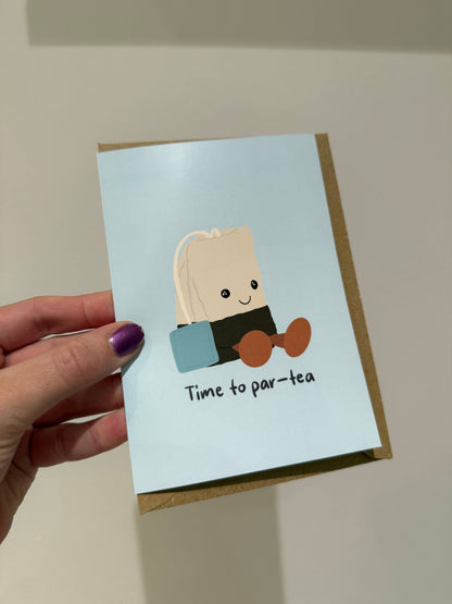 Gallerybylara - “Time to par-tea" birthday card. Teabag. A6 - Jellycat inspired