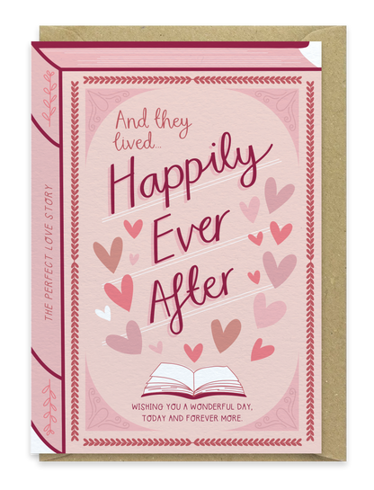 Two For Joy Illustration - Happily Ever After – Luxury Book Anniversary Wedding Card