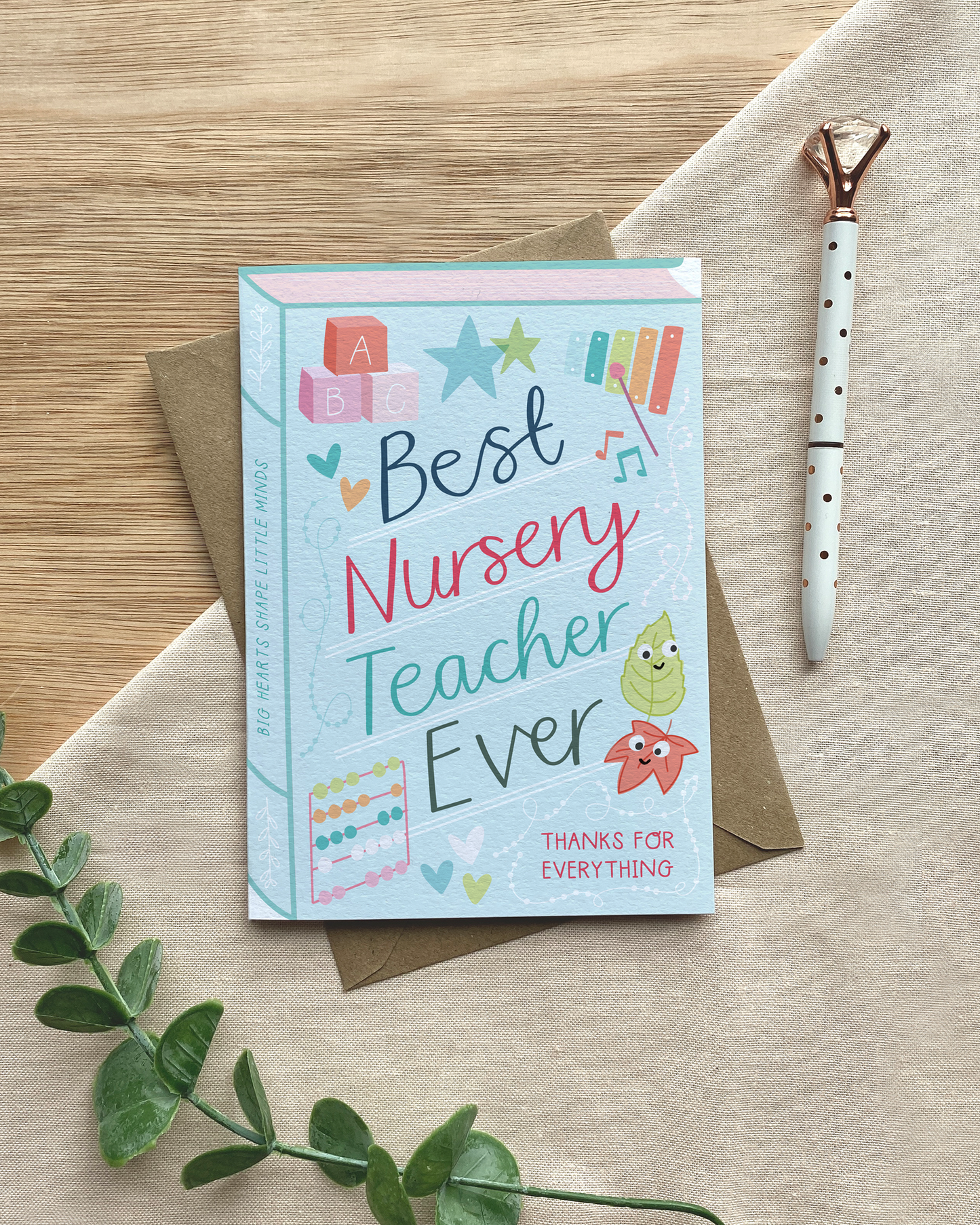 Two For Joy Illustration - Best Nursery Teacher Ever – Luxury Book Greeting Card