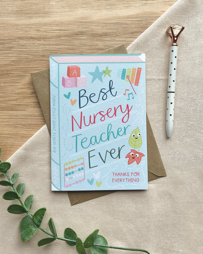 Two For Joy Illustration - Best Nursery Teacher Ever – Luxury Book Greeting Card