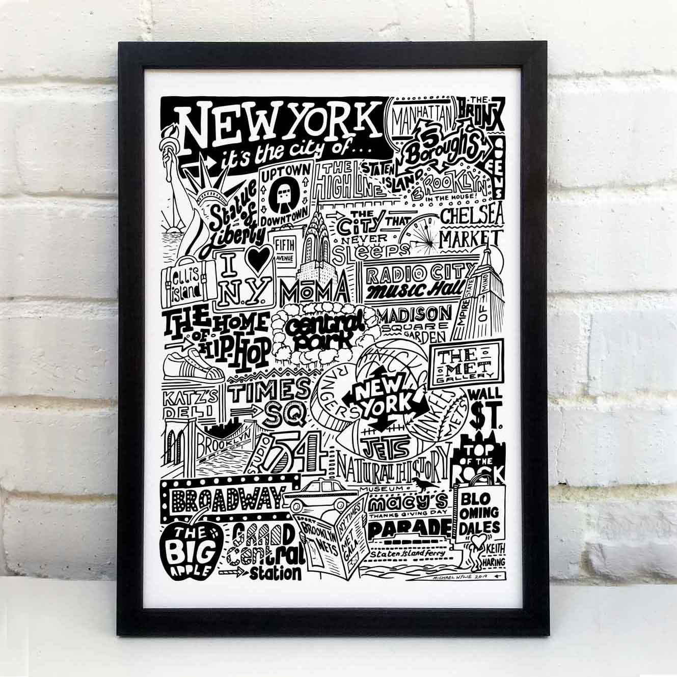 Sketchbook Design - New York City Landmarks It's The City Of Art Print
