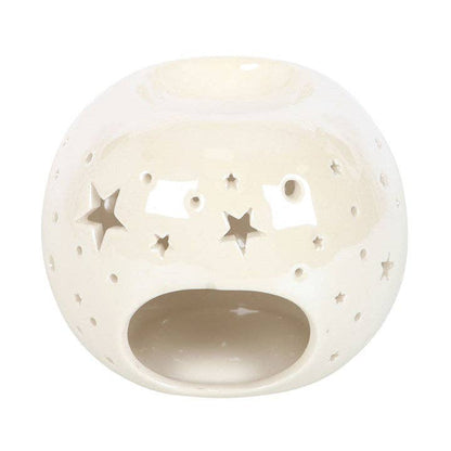 White Iridescent Star Oil Burner and Wax Warmer -birthday gift, mothers day gift