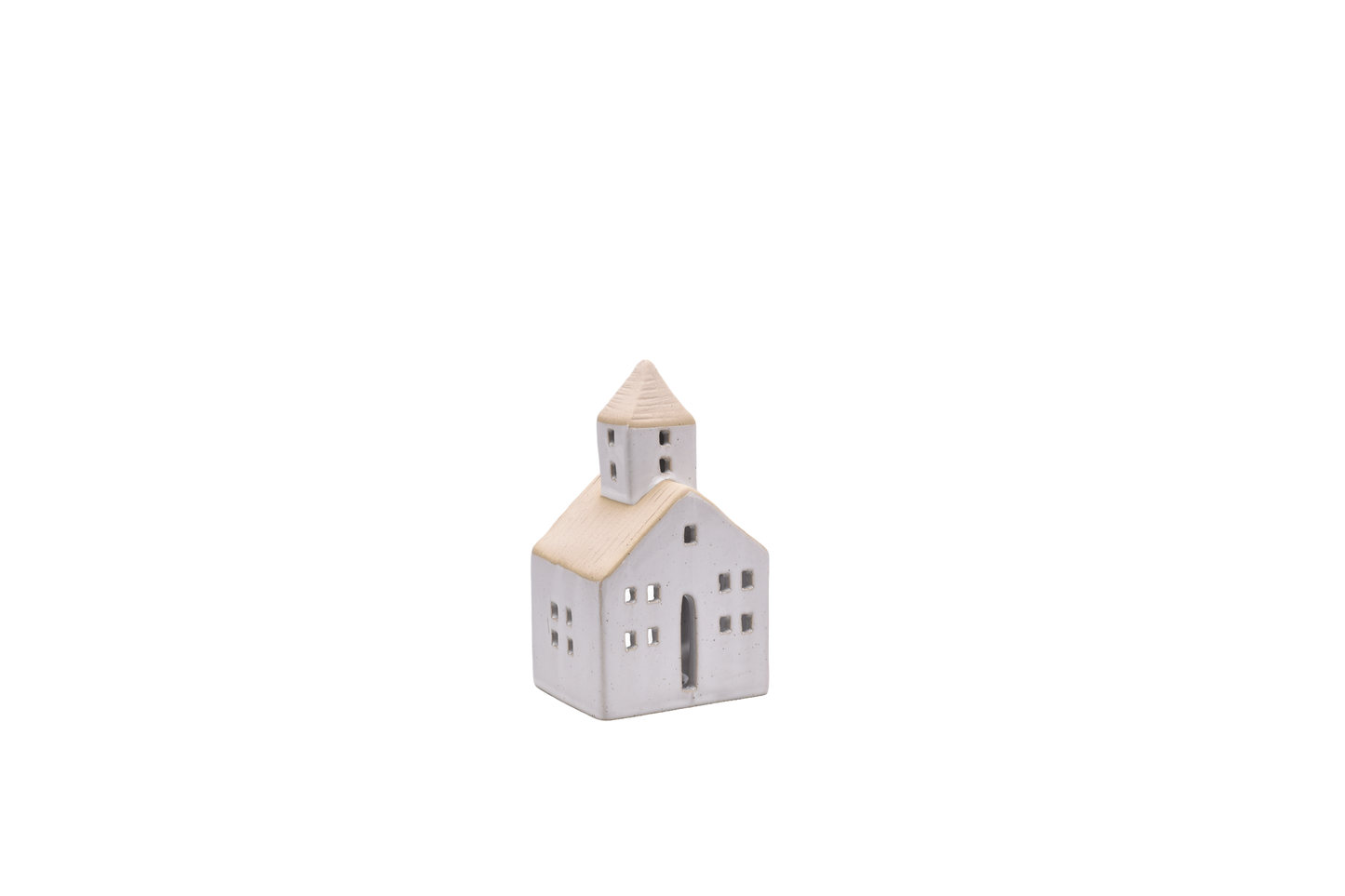 L. GLOW Home - White Church House Ceramic Tealight Holder