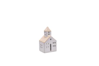 L. GLOW Home - White Church House Ceramic Tealight Holder