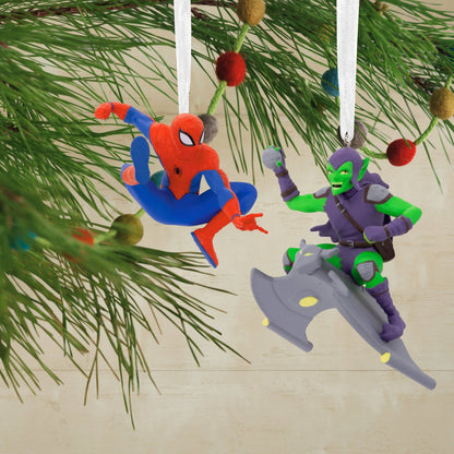 Hallmark - Storied Moments Marvel Ornament Set 2 Spider-Man Greengoblin