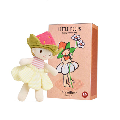 ThreadBear Design UK/EU - ThreadBear Little Peeps Poppy Strawberry -Matchbox doll 12cm