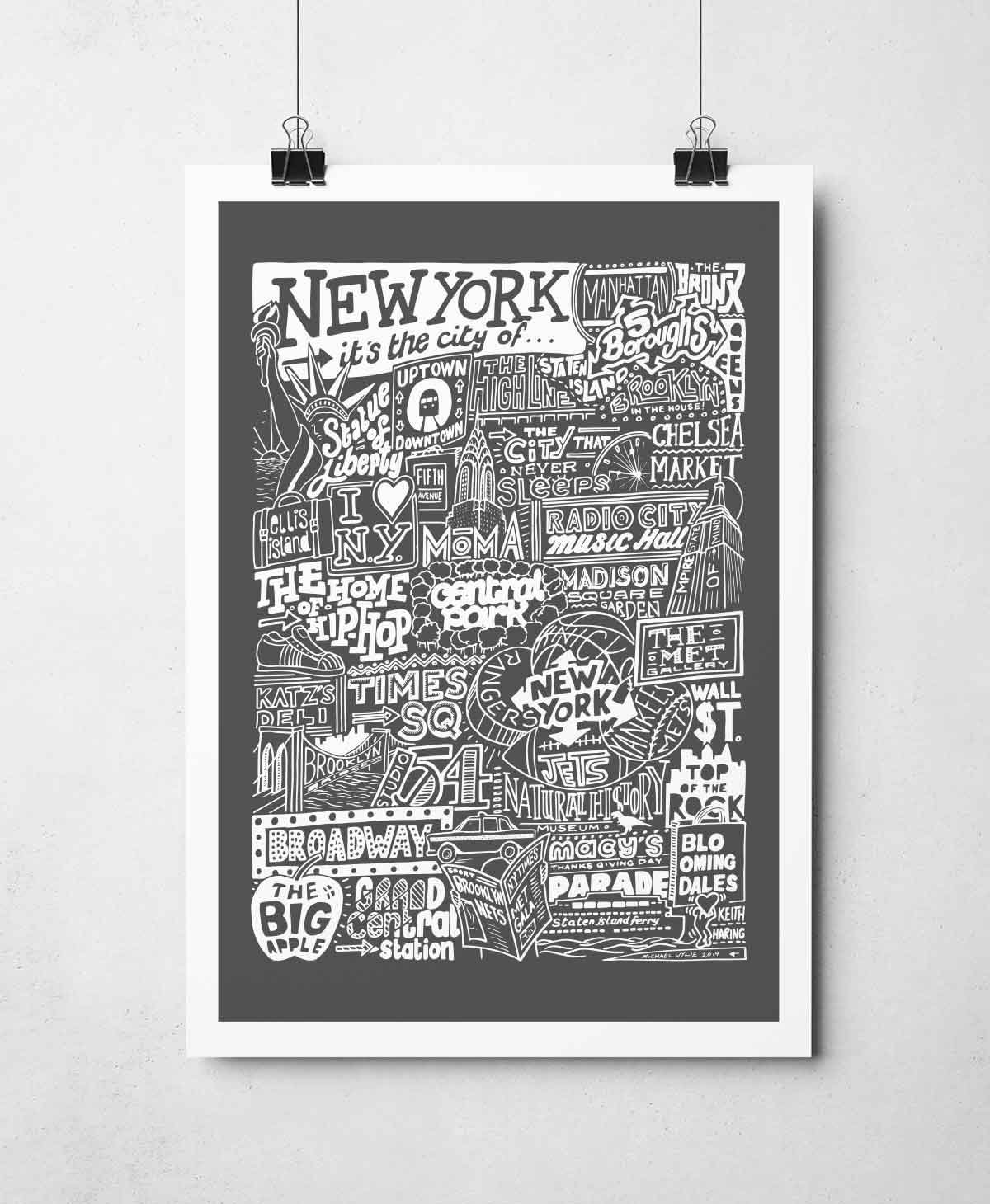 Sketchbook Design - New York City Landmarks It's The City Of Art Print