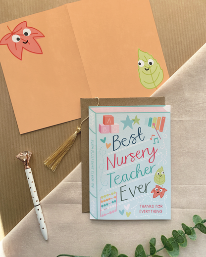 Two For Joy Illustration - Best Nursery Teacher Ever – Luxury Book Greeting Card