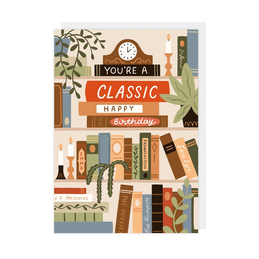 Hopscotch Paper Co. - "You're a Classic" Literary Birthday Card – Book-Themed Card