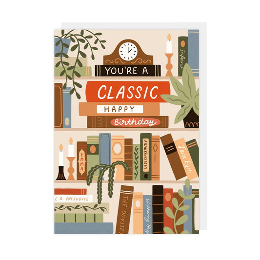 Hopscotch Paper Co. - "You're a Classic" Literary Birthday Card – Book-Themed Card