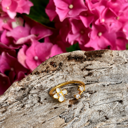 Ocean Ripples - 14ct Gold Plated Golden Bloom Open Ring