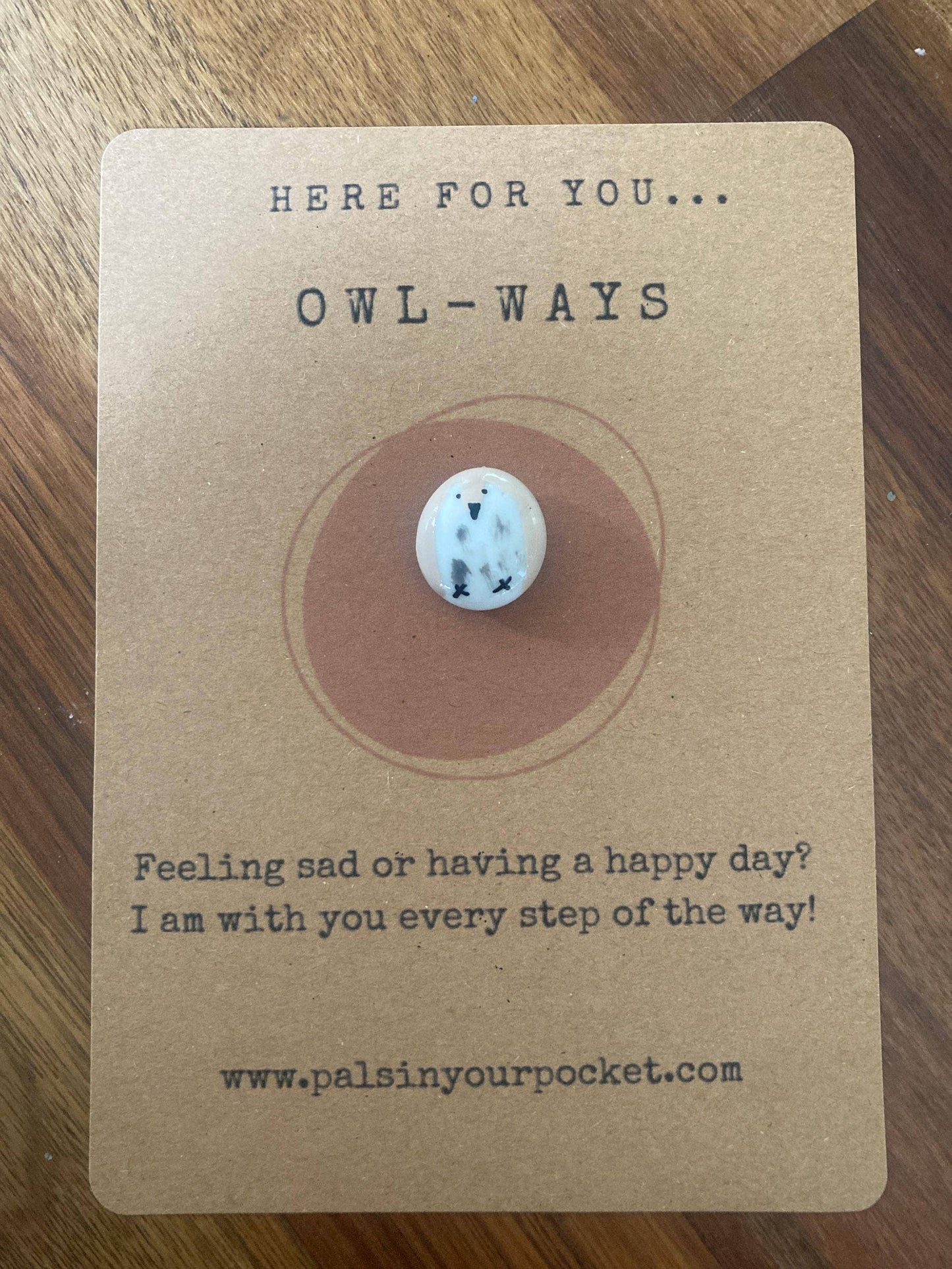 Pals in your Pocket - Pocket Pet Little Bird Pebble Note Card With Puffin & Owl